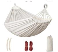 Amaca in cotone con cinghie per alberi, amaca portatile in tessuto con barra in legno curva, borsa da viaggio compatta, ideale per interni, giardino, patio, balcone