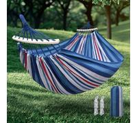 Amaca in cotone con cinghie per alberi, amaca portatile in tessuto con barra in legno curva, borsa da viaggio compatta, ideale per interni, giardino, patio, balcone