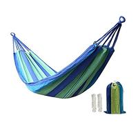 Amaca in Cotone da Esterno per Giardino Portatile Campagna Tela Letto Corde Oscillanti (Blu Verde, Tela di Cotone, per 1 Persone, Carico 200 Libbre)