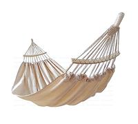 Amaca per 2 persone, 220 x 150 cm, lunghezza totale 330 cm, carico 300 kg, in tela di cotone, per esterni, per giardino, interni, bambini, balcone, con asta rimovibile beige
