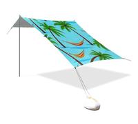 Amaca per albero di cocco blu estate progettata UPF50+ protezione stabile tenda da spiaggia facile installazione ombra riparo dal sole con pala di sabbia per campeggio, pesca, cortile divertente