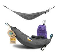 Amaca per bambini da esterni, colore grigio, in nylon di seta da paracadutismo con 160 x 100 cm e solo 315 g, amaca per bambini con mini moschettone e corda, originale Ticket to the Moon dal 1996