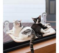 Amaca per gatti da finestra 60 x 30 cm, pieghevole, con ventose resistenti, supporta fino a 18 kg, bianca.