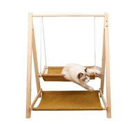 Amaca per Gatti Letto a Dondolo for Gatti a Due Piani, Amaca for Cani e Gatti in Legno di Pino Naturale, Comodi mobili for Animali Domestici Lavabili e Traspiranti (Color : Brown)