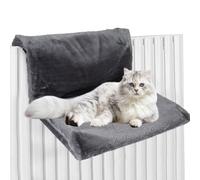 Amaca per Gatti Termosifone Cuccia Gatto Termosifone con Morbida e Calda Coperta di Peluche Lavabile Felpata Letto per Gatto da Appendere Amaca da Finestra per Gatti per Animali (Grigio, Piazza)