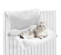 Amaca per Gatti Termosifone Cuccia Gatto Termosifone con Morbida e Calda Coperta di Peluche Lavabile Felpata Letto per Gatto da Appendere Amaca da Finestra per Gatti per Animali (Bianco, Piazza)