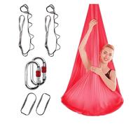 Amaca per Yoga Aereo Set di amache for yoga aerea da 4 m. Altalena for in seta con cinghie estensione e moschettoni. Resistenza del core migliorata(Red)