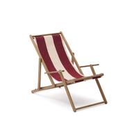 Amaca pieghevole da esterno Vilara a righe bordeaux e beige in legno massiccio di acacia 100% FSC
