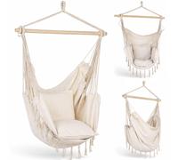 Amaca Poltrona con Cuscino Sospesa Bianco da Esterno e Interno 100x75x130cm