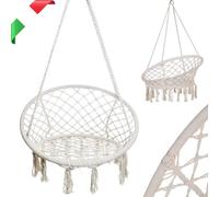 Amaca Poltrona Pensile Sospesa A Dondolo Doppia Corda Per Interno Esterno Beige