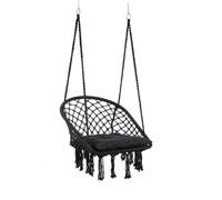 Amaca Sedia Sospesa da Giardino 88x69x130 cm in Poli-Cotone Javier Nero