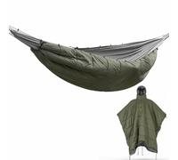 Amaca sottocoperta invernale da campeggio, poncho, calda, piccola, verde oliva, sacco a pelo, mantello con cappello (verde oliva, 226 x 69 cm)
