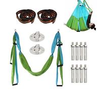 Amaca Yoga, 20 Pcs Cintura Yoga Regolabile Set, 2,5 m Altalena Yoga Aereo con 2 Cinghia Yoga Allungamento 1m, 6 Manici, Accessorio a Borsa, Yoga Hammock Swing Nylon Danza Pilates Ginnastica (Verde)