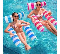 Amache gonfiabili da piscina, confezione da 2 - Amaca gonfiabile da piscina multiuso (sella, sedia a sdraio, galleggiante) per adulti in vacanza