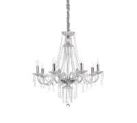 AMADEUS LAMPADARIO A SOSPENSIONE IN VETRO,CRISTALLO E METALLO D.80CM 8 LUCI ATTACCO E14