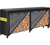 Amagabeli 244cmx122cmx35,6cm Portalegna da esterno da con coperchio Set combinato Legnaia da esterno impermeabile per camino Portalegna da ardere Accessori per attrezzi impilatori di legno Nero