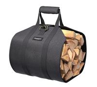 Amagabeli Borsa per Legna in Tela Cerata, Grande Capacità 46x56 cm, Borsa Porta Tronchi Impermeabile e Resistente per Camino, Interno, Esterno, Legnaia, Trasporto, Nero