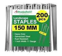 Amagabeli Garden Home 200 Picchetti Pacciamatura a U in Acciaio Lunghi 15CM - Ancoraggio Premium a Terra Telo Chiodi Pacciamatura Impermeabile Anti Erbacce Ancore a Terra per Reti Recinzioni