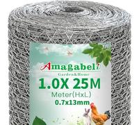 Amagabeli Garden Home100cmx25m Rete Maglia Esagonale Voliera a Tripla Torsione Metallica 13mm Recinzione Zincata Elettrosaldata recinzioni Giardino 0,7mm Confine recinto conigliere