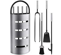 Amagabeli Set Camino Pesante di Alta Qualità - 4 Accessori in Acciaio Inox, 54cm Garniture professionale per camino, massiccio e antiruggine. Per stufe a legna e focolari. Con supporto.