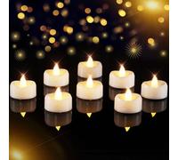 AMAGIC Confezione da 12 lumini a batteria, colore bianco caldo, senza fiamma, realistici e luminosi, durano 100 ore, per la decorazione della casa, Natale, Halloween, vigilia di Natale