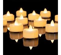 AMAGIC Confezione da 24 candele a LED a forma di flameless alimentate a batteria, candele bianche calde per Natale, matrimoni, diametro 3,8 cm x altezza 3 cm, 150 ore +, Battey inclusa