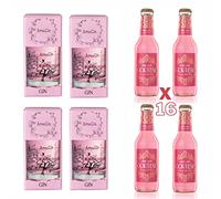 AmaGin Box Cortese Light - 4 bottiglie AmaGin 500ml Con Confezione + 16 Toniche Pink Lady al Pompelmo Rosa - Da Distillazione Uve Corvina e Rondinella (Amarone DOCG) - 40% Vol - Made in Italy