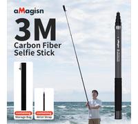 aMagisn Selfie stick invisibile da 3 m, monopiede estensibile in fibra di carbonio da 118" per Gopro Max DJI 360 Insta360 X3 X4 Air X5 Accessori