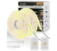 Amagle 2 Pezzi 2Metri Striscia Luci COB Led Con Sensore di Movimento Sottopensile a Batteria Ricaricabile 2200mAh Senza Filo Dimmerabile Luce Notturna USB Armadio Strisce Led Cucina Specchio da Trucco