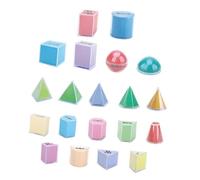 Amagogo 20 pezzi di forme 3D, solidi geometrici, forniture educative per insegnanti di matematica, set di blocchi di forme geometriche per bambini della