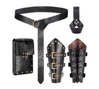 Amagogo 6 Pezzi Bracciale Cavaliere Cintura Storica Occhielli Metallici Fibbie Lacci Decorativi Borsa a Pattina Sacca con Cordino Supporto Bottiglia Schinieri