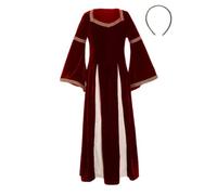 Amagogo Abito Rinascimentale Elegante Morbido in Velluto, Costume Medievale, Liscio, Abito con Maniche a Campana, per Recite Scolastiche, Bambine, Ragazze