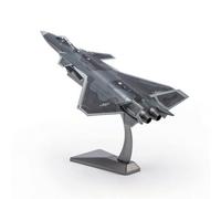 Amagogo Aeromodello J-20 Aereo da Caccia Modello Jet in Lega con Supporto Curvo E Base Rettangolare Finitura Realistica E Dettagli Incisi Adatto a Ufficio Mensole Vetrine