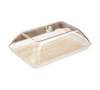 Amagogo Alzata per torta con cupola trasparente per alimenti, supporto rettangolare per esposizione di torte, cupcake, dessert, ristoranti, S