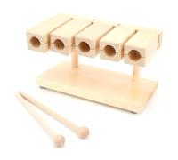 Amagogo Battacchio a Percussione in Legno Strumento a Blocchi Battenti Legni Temple Block Cinque Mazzuoli in Acero Suono Nitido Adatto per Educazione Musicale