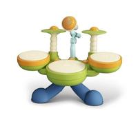 Amagogo Batteria Elettronica per Bambini Set Tamburo Percussioni Giocattolo Interattivo con Suoni Luci Modalità Varie Libreria Melodie Accessorio Canto per , Rechargeable 3-Drum
