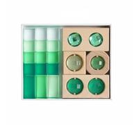 Amagogo Blocchi di Costruzione per Bambini con Elementi Acrilici E Tasselli in Legno per Scoperte di Forme E Strutture Adatto per Gioco Libero E, Verde
