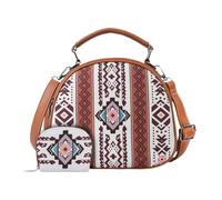 Amagogo Boho Pattern Women Handbag Canvas Fashion Crossbody for Mother Gift Travel Beach, Bianco Beige