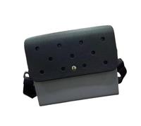 Amagogo Borsa da spiaggia Eva con buchi fai -da -te borsetta trasversale portatile per un regalo di regalo di compleanno, Nero Grigio