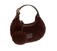 Amagogo Borsa di peluche con cinturino regolabile casual borsa per gnocchi mezza piccola borsa pelosa, Marrone