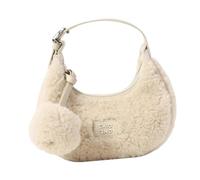 Amagogo Borsa di peluche con cinturino regolabile casual borsa per gnocchi mezza piccola borsa pelosa, Beige