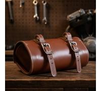 Amagogo Borsa in Pelle di di Mucca per e Bicicletta Resistente Al Sole Borsa Vintage con a Lembo Rigida per Conservazione Attrezzi, Chiaro