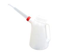 Amagogo Brocca graduata per olio, bianca, multifunzionale con coperchio, a prova di perdite, accessorio portatile per misurare l'olio di veicoli e auto, 5 L