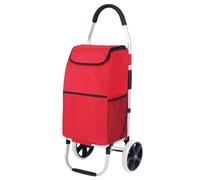 Amagogo Carrello Pieghevole a Bi-Ruota Compatto Carrello in Lega di Alluminio Ergonomico per Persone Anziane, Commissioni Quotidiane, Rosso, Borsa Normale