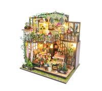 Amagogo Casa in Miniatura Assemblabile Casa Miniatura Modellino Diorama Kit Artigianale in Legno con Copertura Antipolvere Struttura a Due Piani Dettagli, Versione Cinese