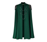 Amagogo Cloak Mantello Cappa Mantellina Soprabito con Catene Frontali E Dettagli Ornamentali Colletto Rigido Chiusura al Collo Tessuto Strutturato in, Verde, Taglia Unica
