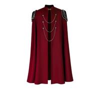 Amagogo Cloak Mantello Cappa Mantellina Soprabito con Catene Frontali E Dettagli Ornamentali Colletto Rigido Chiusura al Collo Tessuto Strutturato in, Rosso, Taglia Unica