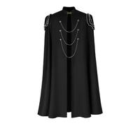 Amagogo Cloak Mantello Cappa Mantellina Soprabito con Catene Frontali E Dettagli Ornamentali Colletto Rigido Chiusura al Collo Tessuto Strutturato in, Nero, Taglia Unica