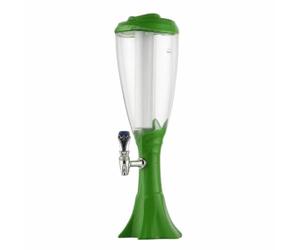 Amagogo Colonnina per Bibite con Rubinetto Laterale E Base Intagliata Serbatoio Trasparente da 3 Litri per Servire Birra E Succhi in Casa E in Esercizi Commerciali, Array, Verde