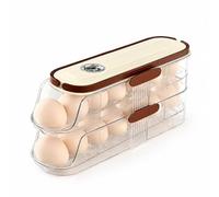 Amagogo Contenitore Uova Portauova Scatola Conservazione Vassoio con Coperchio Trasparente Materiale PET PP Antigraffio, Moderno Minimalista, Design A Scorrimento A Due Livelli, Capacità 14 Uova